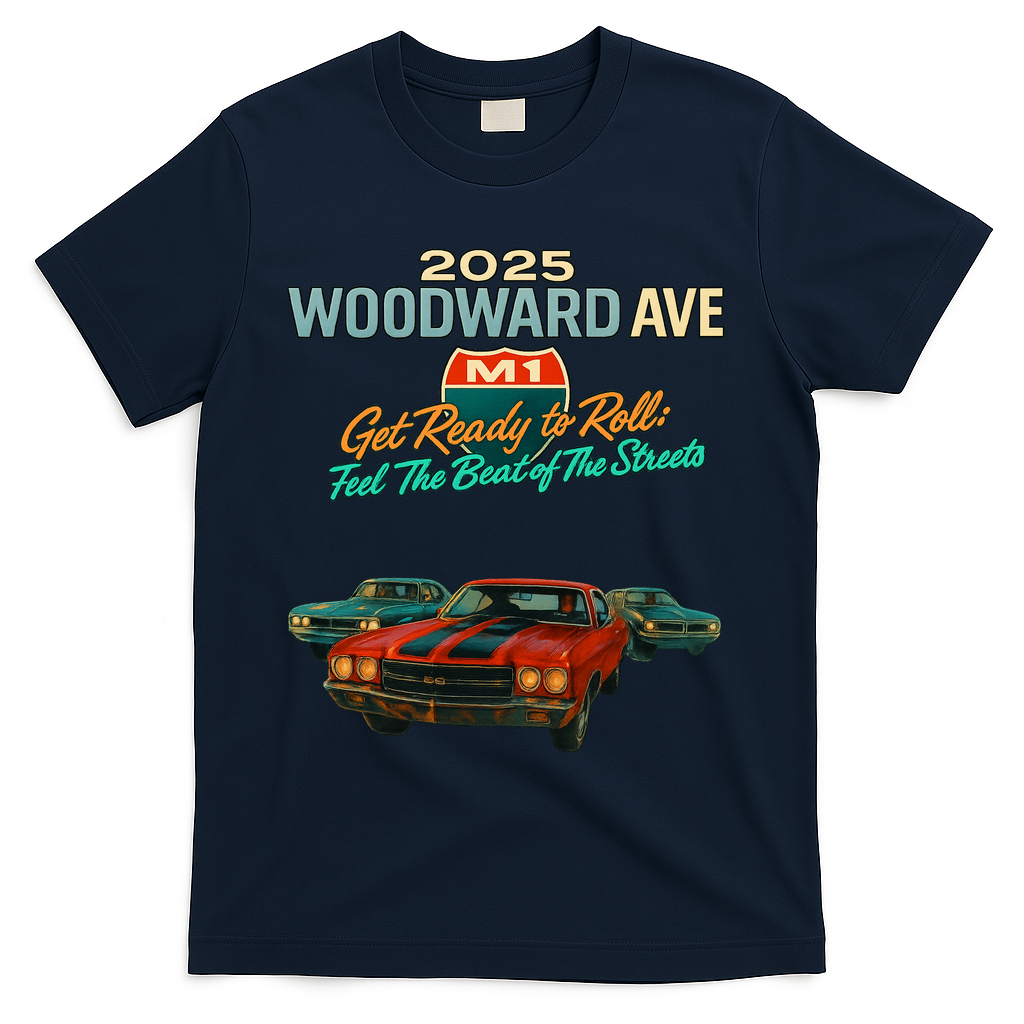 2025 Woodward Ave M1 Get Ready To Roll  T-Shirt - Navy