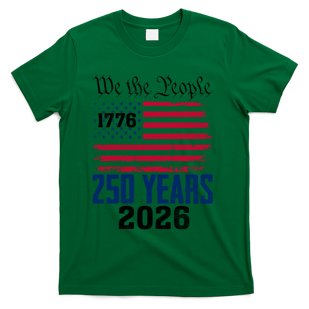 250 Years American 250th Anniversary USA T-Shirt - Green