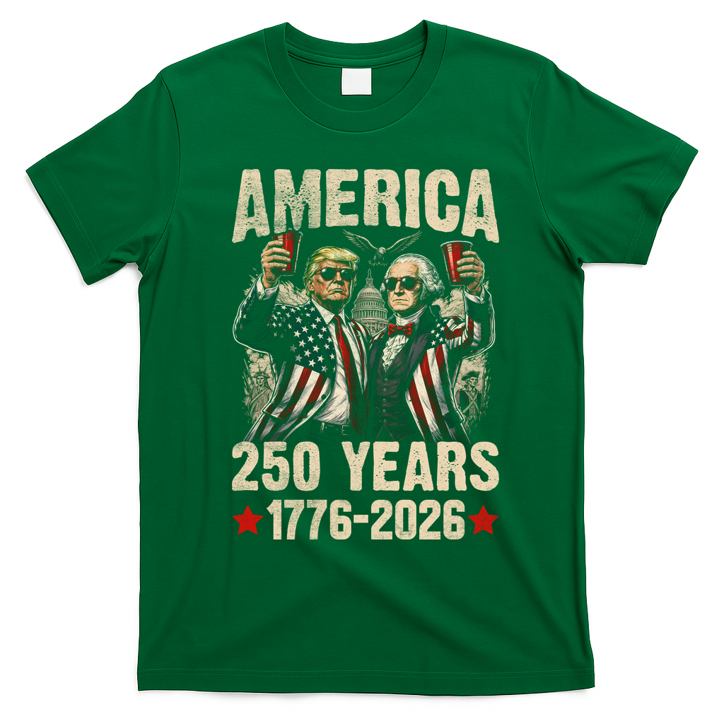 250 Years America 250th Anniversary Trump Washington T-Shirt - Irish Green
