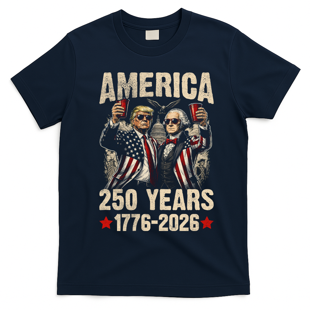 250 Years America 250th Anniversary Trump Washington T-Shirt - Navy Blue