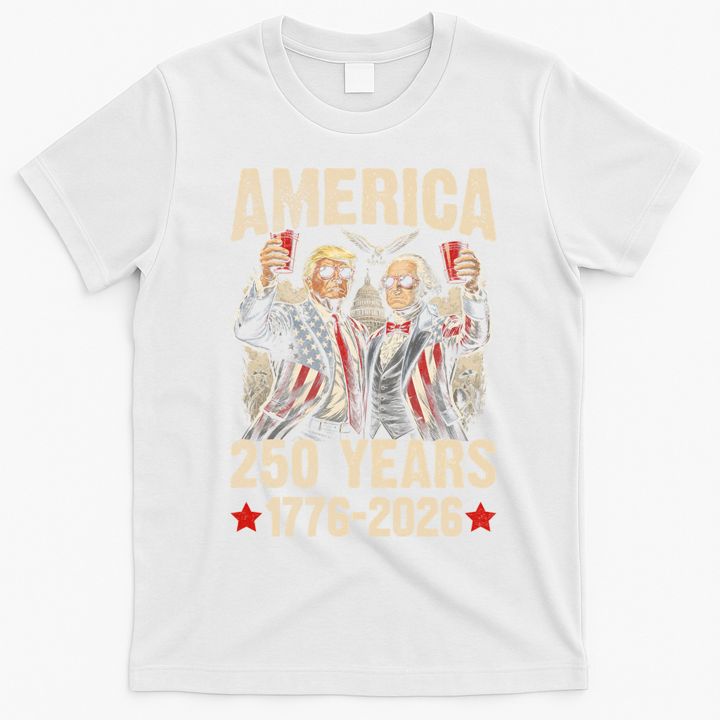 250 Years America 250th Anniversary Trump Washington T-Shirt - White