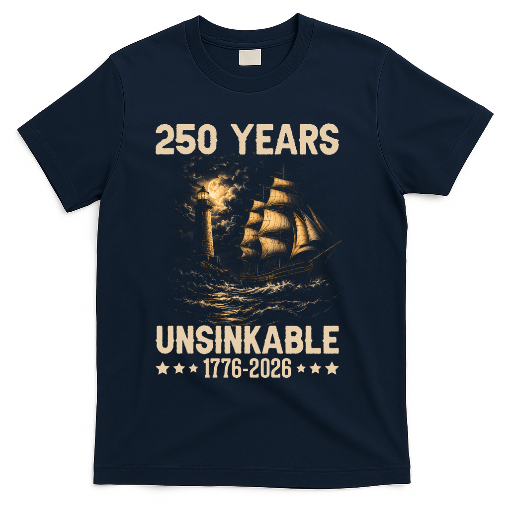250 Years Patriotic Ship 1776-2026 250th Anniversary T-Shirt - Navy