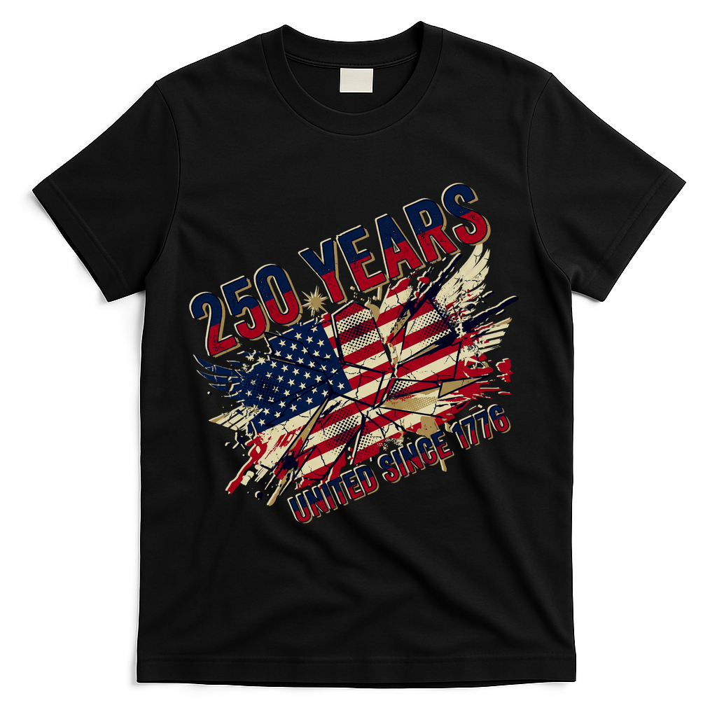 250 Years United Since 1776 Celebrating United States Of America 250th Birthday T-Shirt - Black