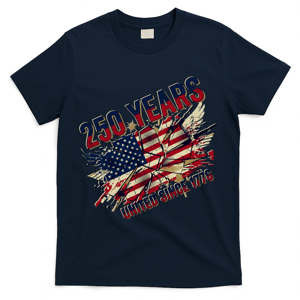 250 Years United Since 1776 Celebrating United States Of America 250th Birthday T-Shirt - Navy