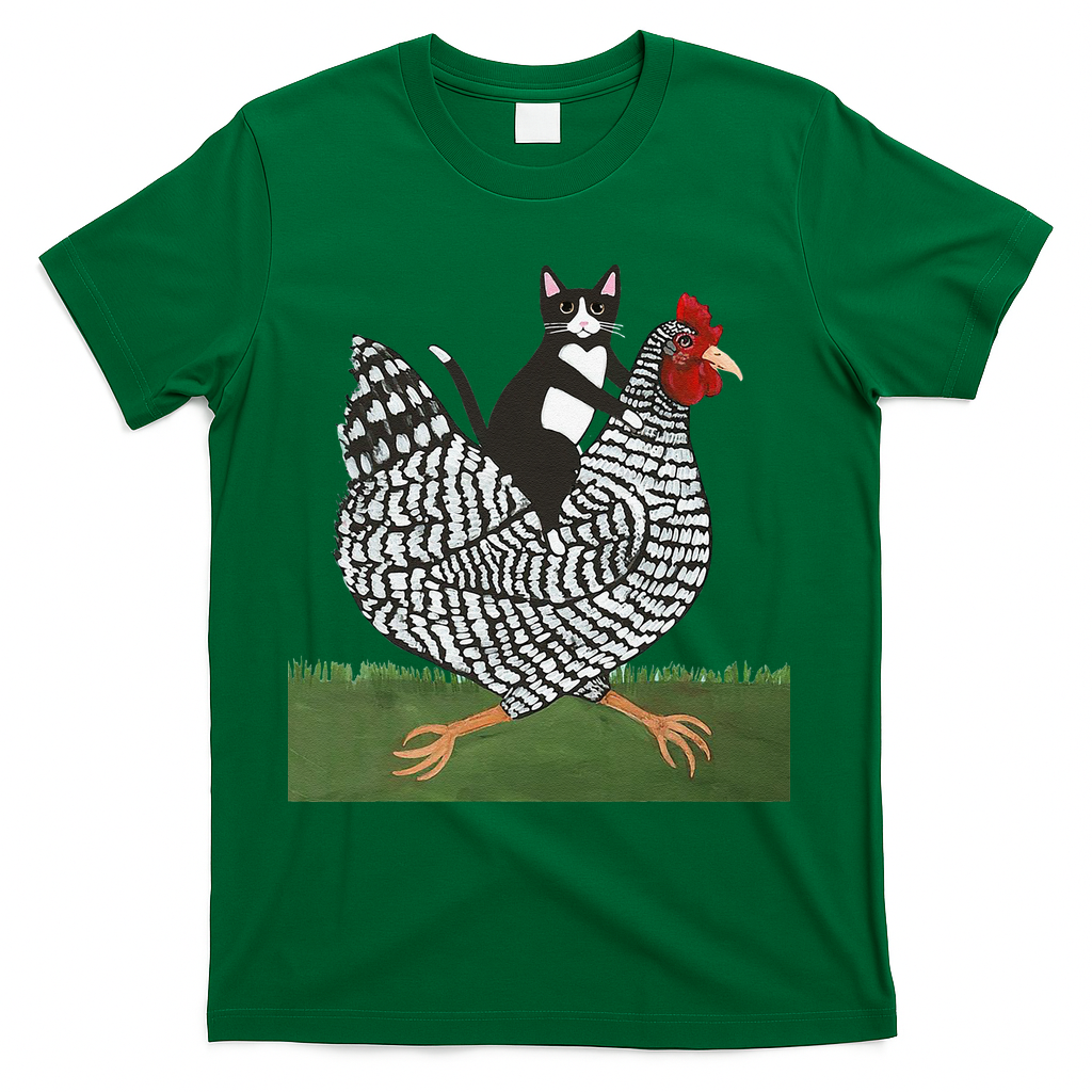 Tuxedo Cat Riding A Chicken Gift T-Shirt