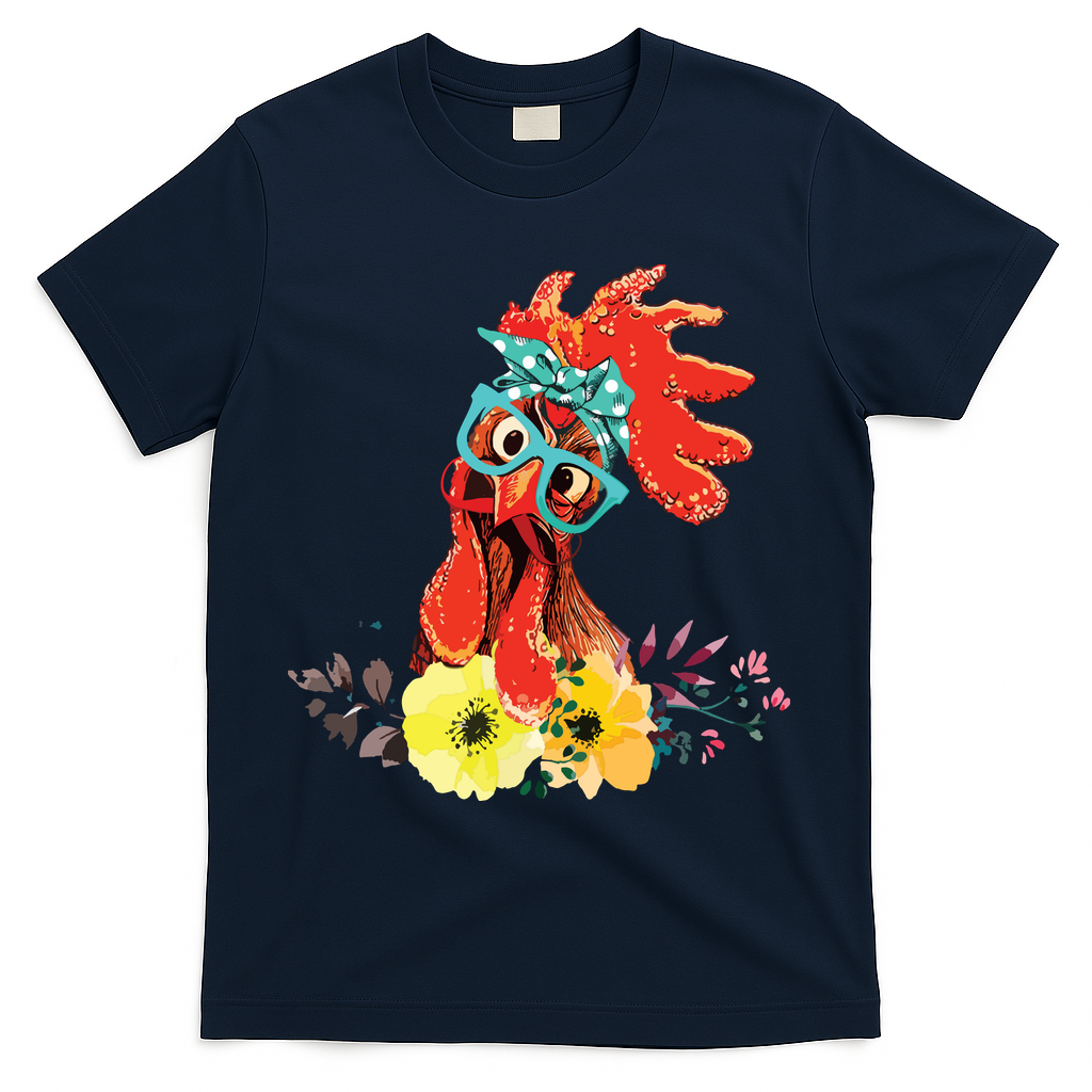 Chicken With Bandana Headband And Glasses Cute T-Shirt