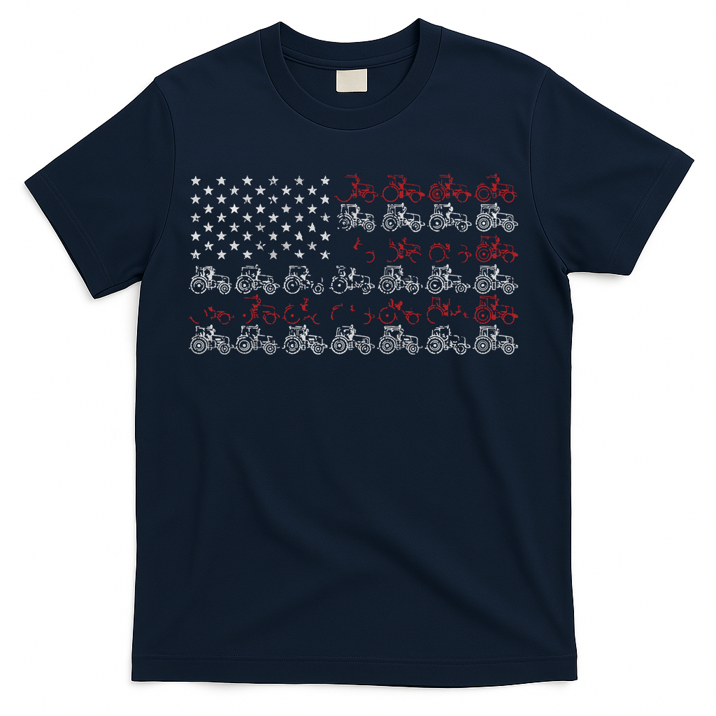 Tractor American Flag Farmer T-Shirt