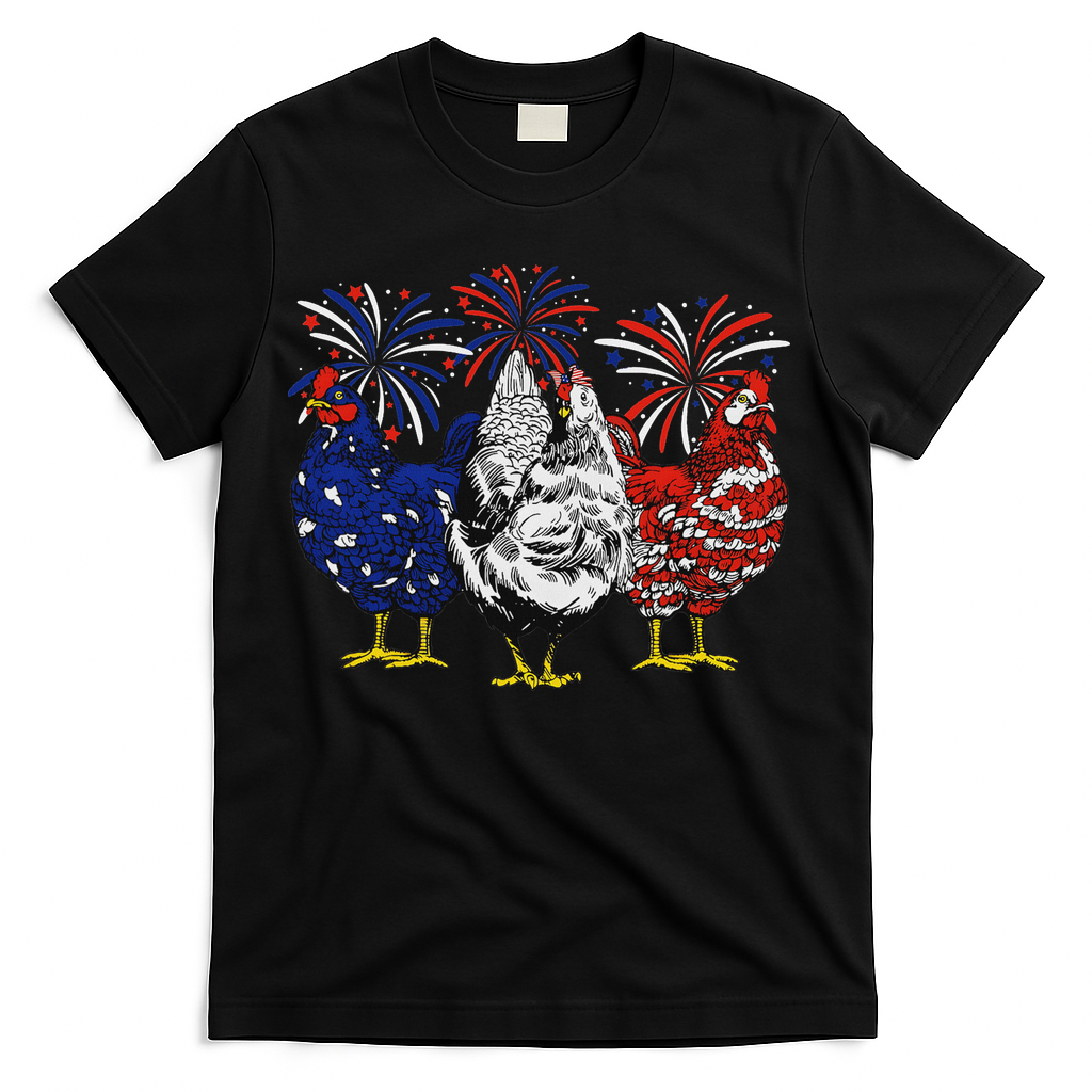 Chicken Usa Flag Patriotic Chicken Lover 4th Of July T-Shirt