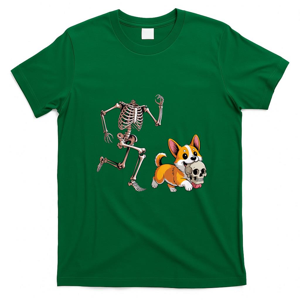 Pet Mom Halloween Shirt - Funny Skeleton Chasing Corgi Halloween Dog Mom Pet Lover Tank Top