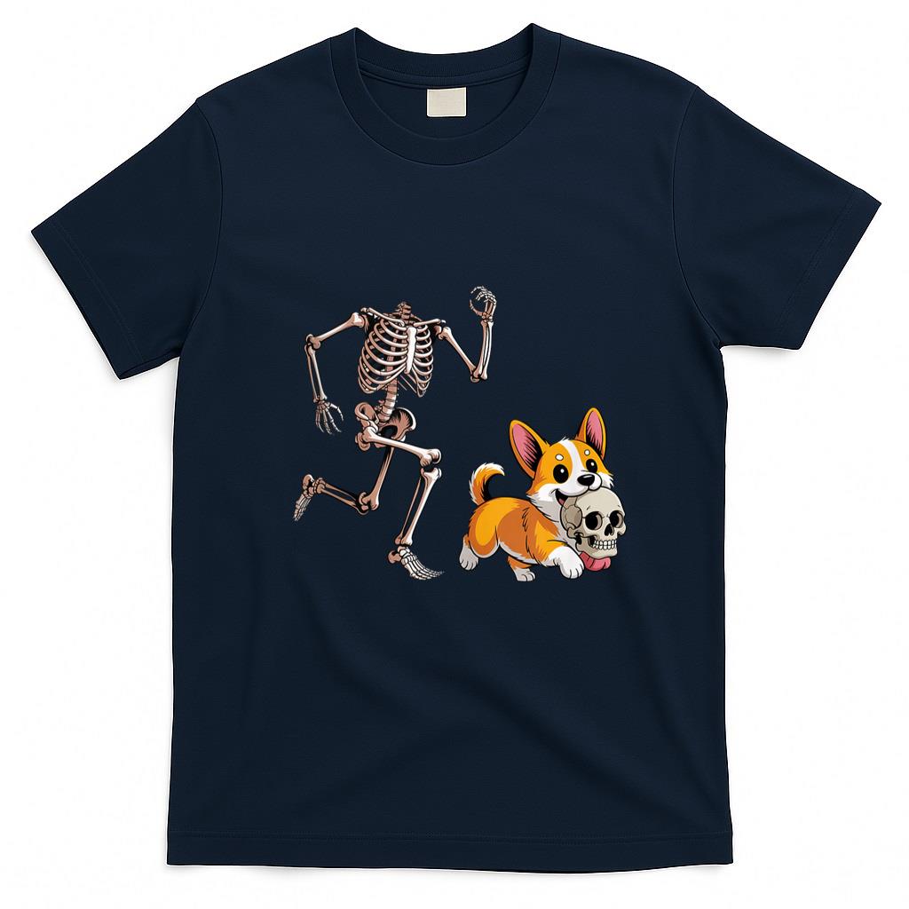 Pet Mom Halloween Shirt - Funny Skeleton Chasing Corgi Halloween Dog Mom Pet Lover Tank Top