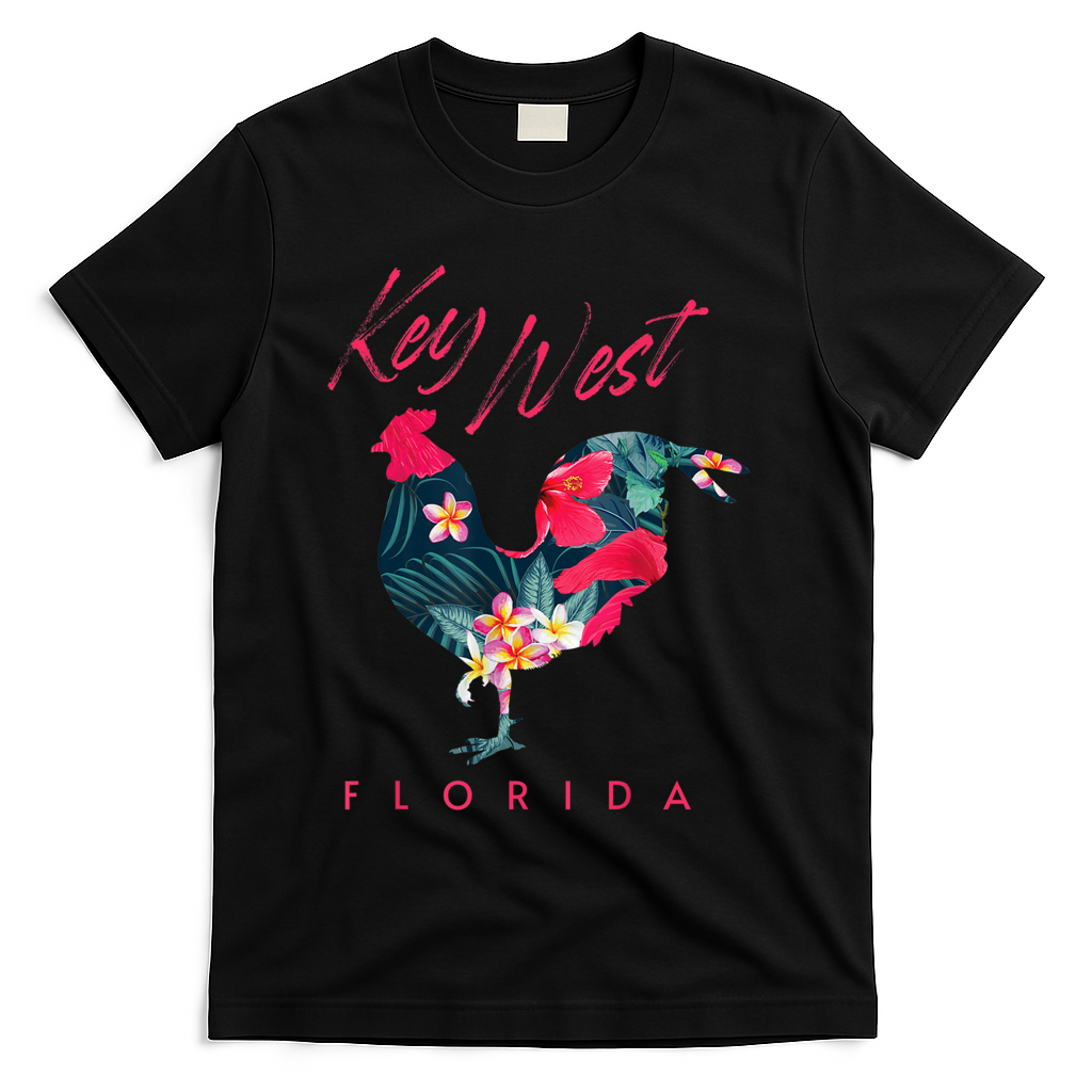 Key West Florida Chicken Lover Flower Hibiscus Souvenir T-Shirt