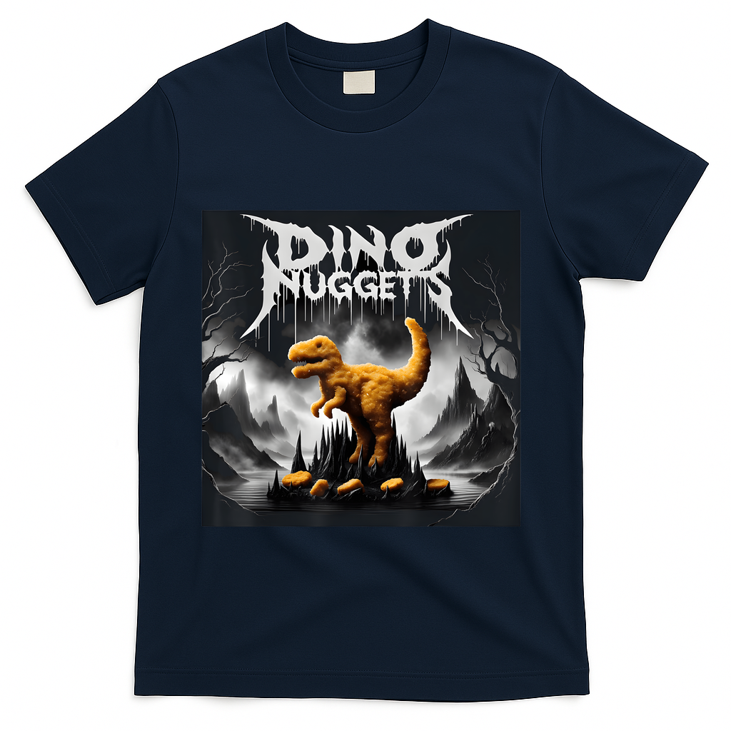 Black Aesthetic Dino Nuggets Death Metal Music Chicken Nugs T-Shirt