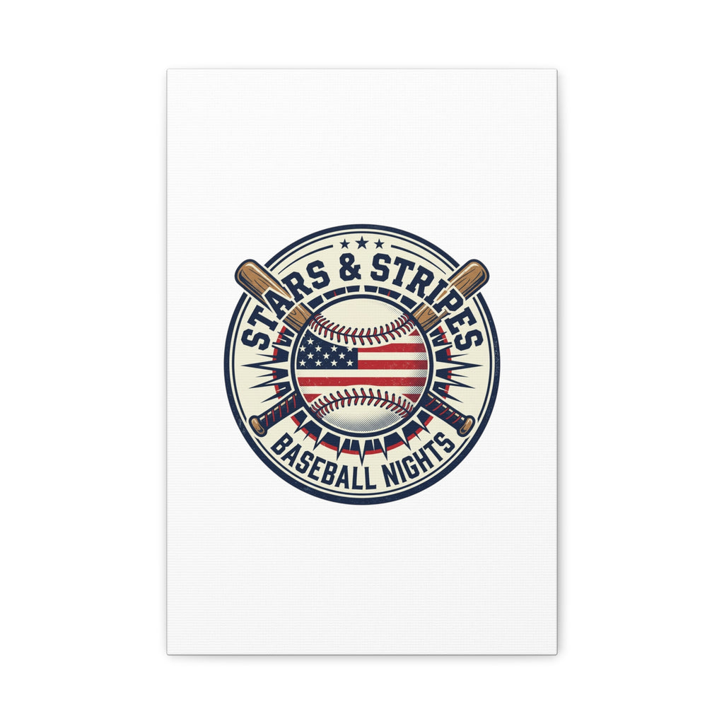 Stars & Stripes Baseball Nights Canvas | Patriotic Baseball Wall Art