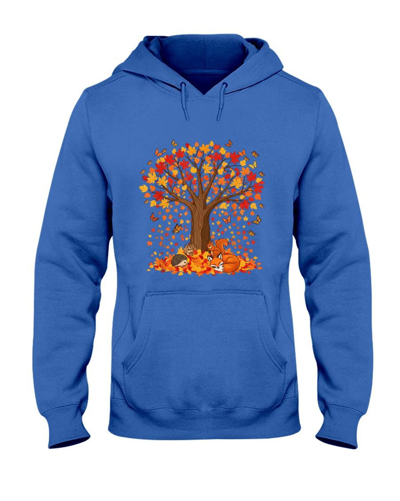 Butterfly Leaf Fall Tree Hello Autumn Thanksgiving Leaves T-Shirt