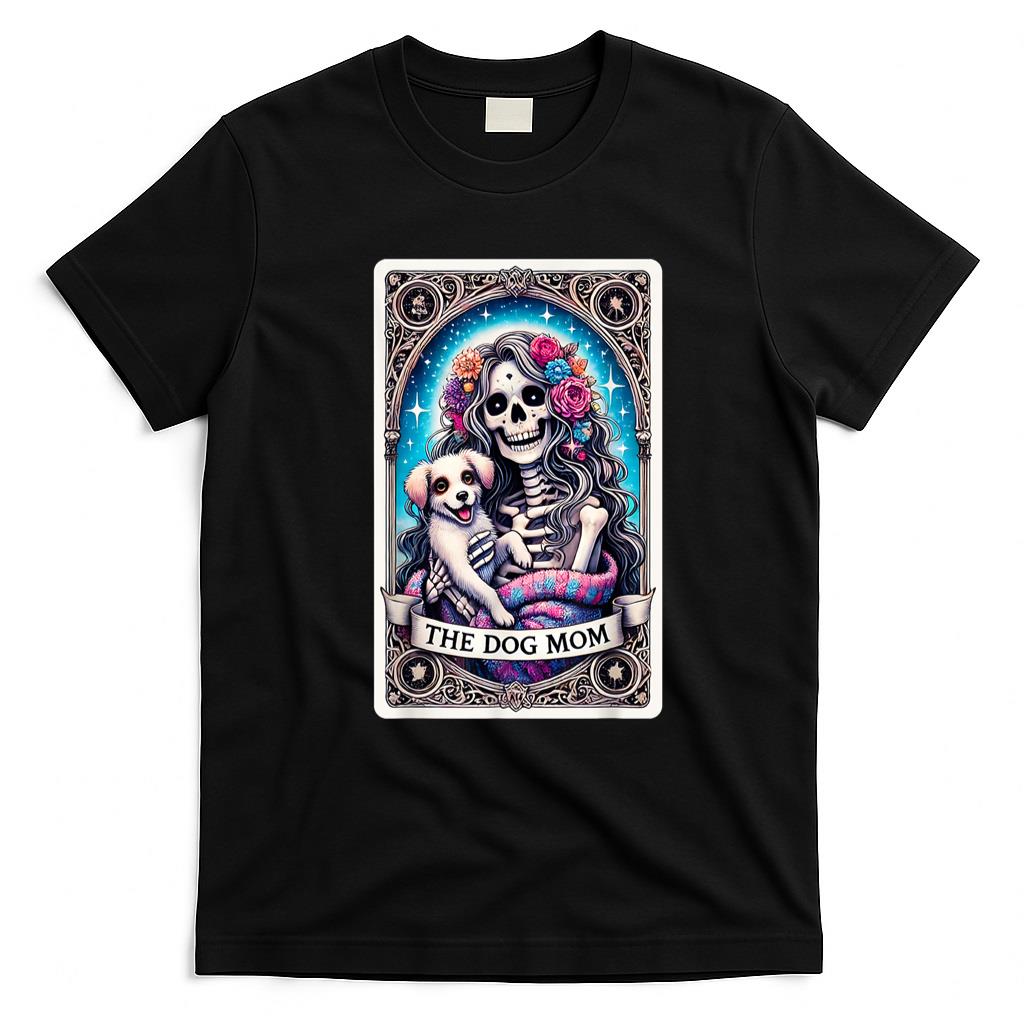 Pet Mom Halloween Shirt - The Dog Mom Skeleton Tarot Card Funny Pet Mama Puppy Lovers Men Women T-Shirt