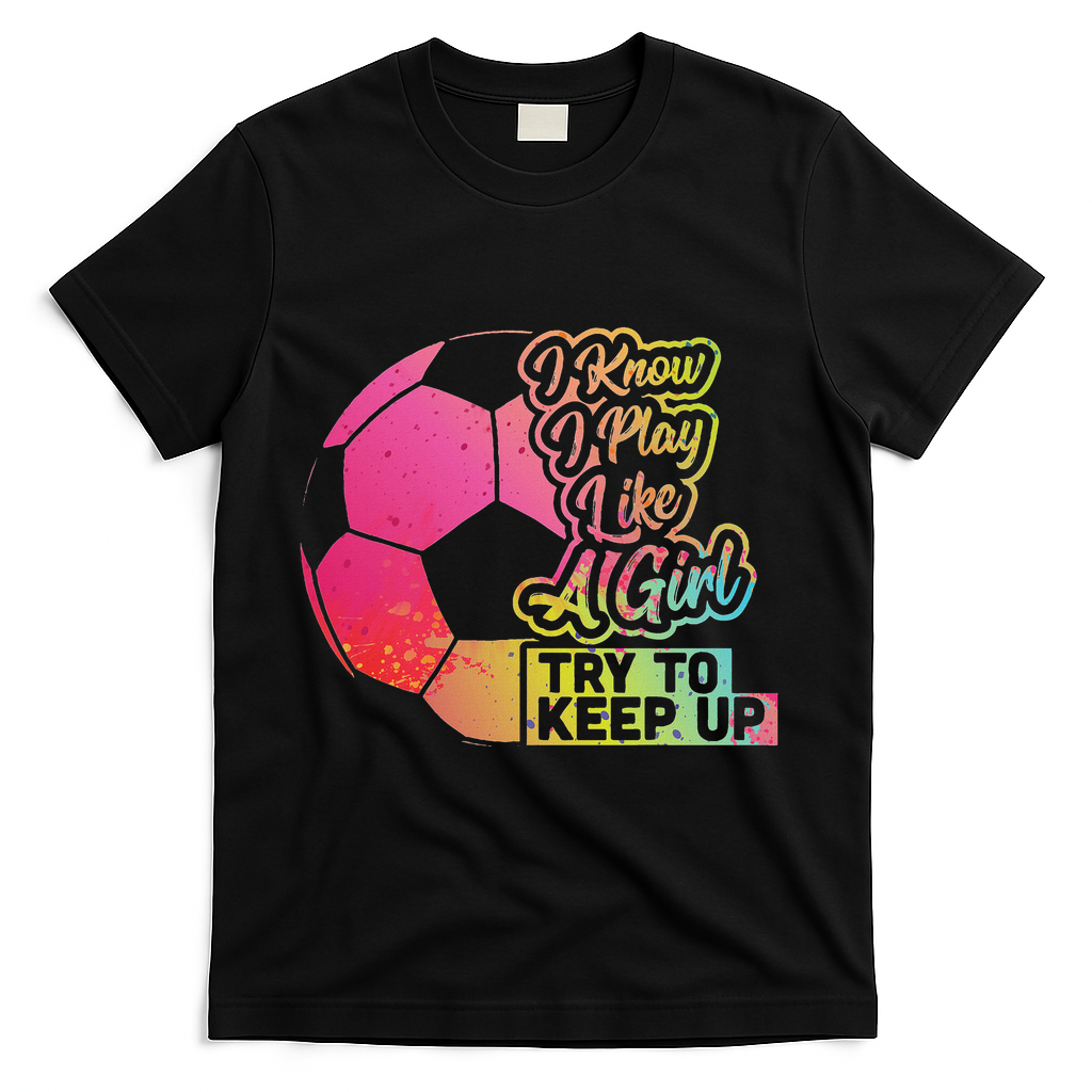 Soccer Girl Funny Gift Mom Daughter Play Like A Girl Soccer T-Shirt