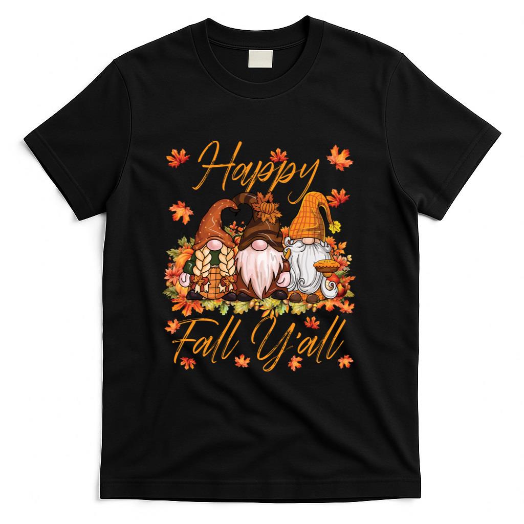 Happy Fall Yall with Autumn Gnomes Thanksgiving Day Matching Long Sleeve T-Shirt