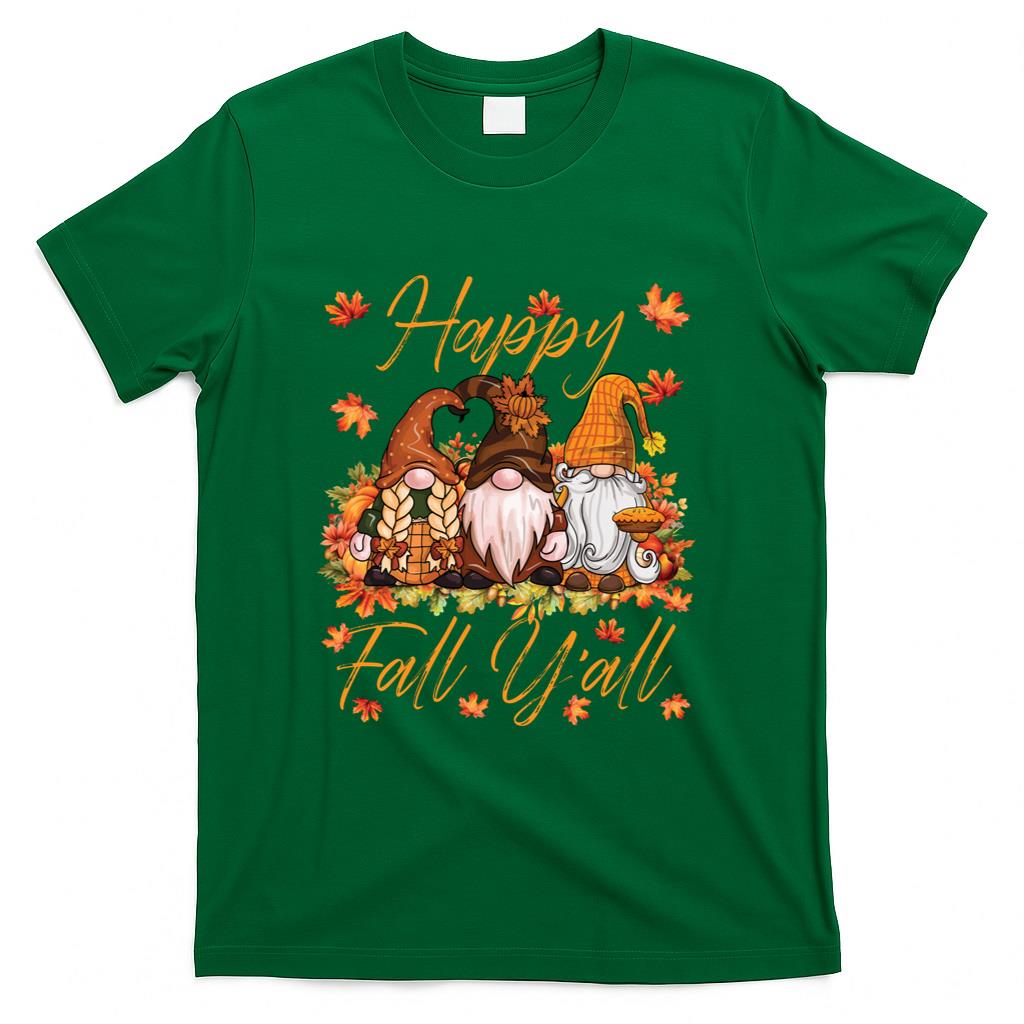 Happy Fall Yall with Autumn Gnomes Thanksgiving Day Matching Long Sleeve T-Shirt