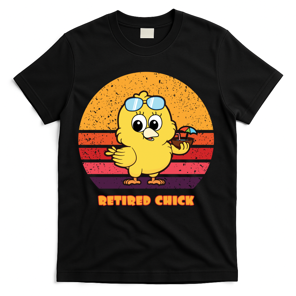 Funny Retired Chick Retro Sunset Retired Chick Gift Ideas Gift T-Shirt