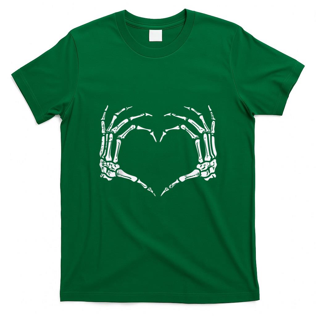 Halloween Shirt - Skeleton Hands Heart Sign Retro Halloween Costume Women Girl T-Shirt