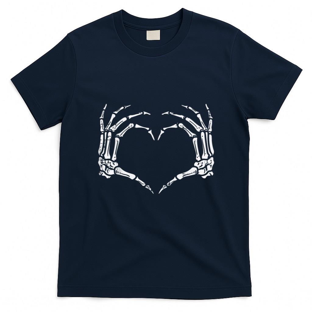 Halloween Shirt - Skeleton Hands Heart Sign Retro Halloween Costume Women Girl T-Shirt