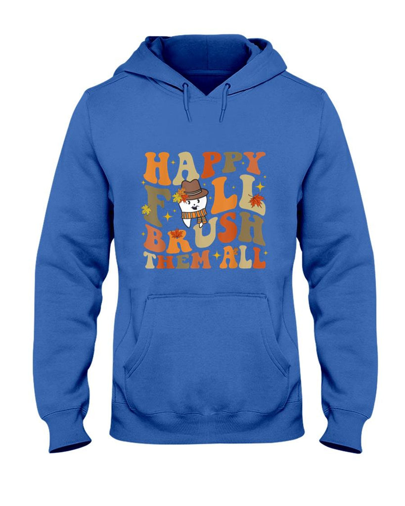 Happy Fall Brush Them All Thanksgiving Dentist Dental Autumm T-Shirt
