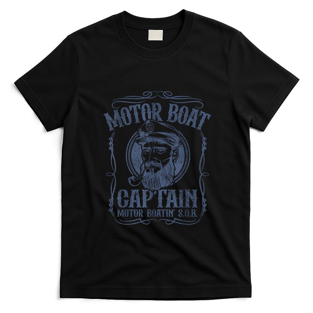 Funny Tees - Motor Boat Captain Funny Pontoon Boating Motor Boatin Lake T-Shirt