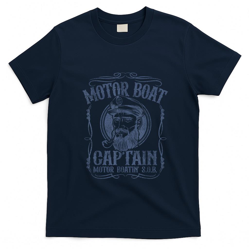 Funny Tees - Motor Boat Captain Funny Pontoon Boating Motor Boatin Lake T-Shirt
