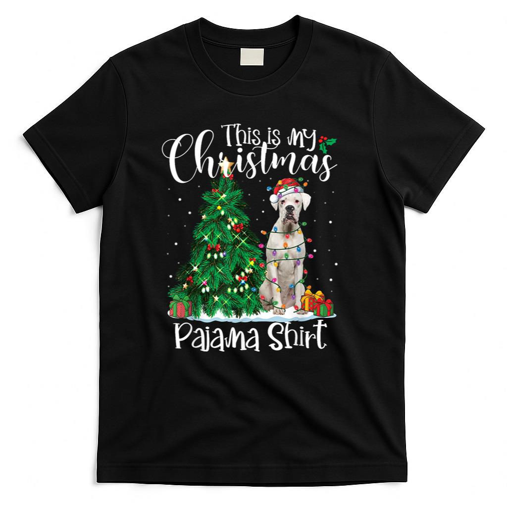 This Is My Christmas Pajama Shirt White Boxer Lover Dog T-Shirt