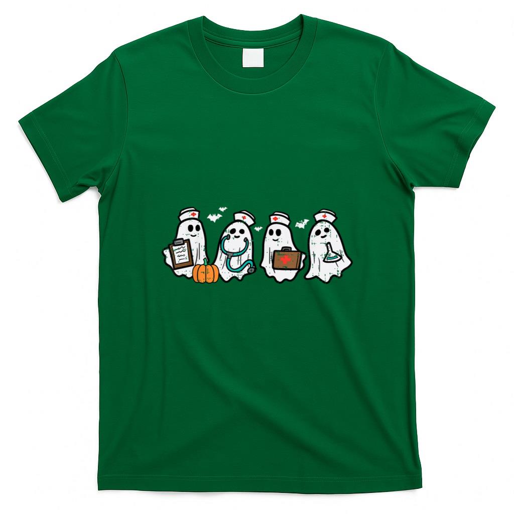 Halloween Shirt - Ghost Nurses Halloween Crew Funny Costume Scrub Top Women T-Shirt