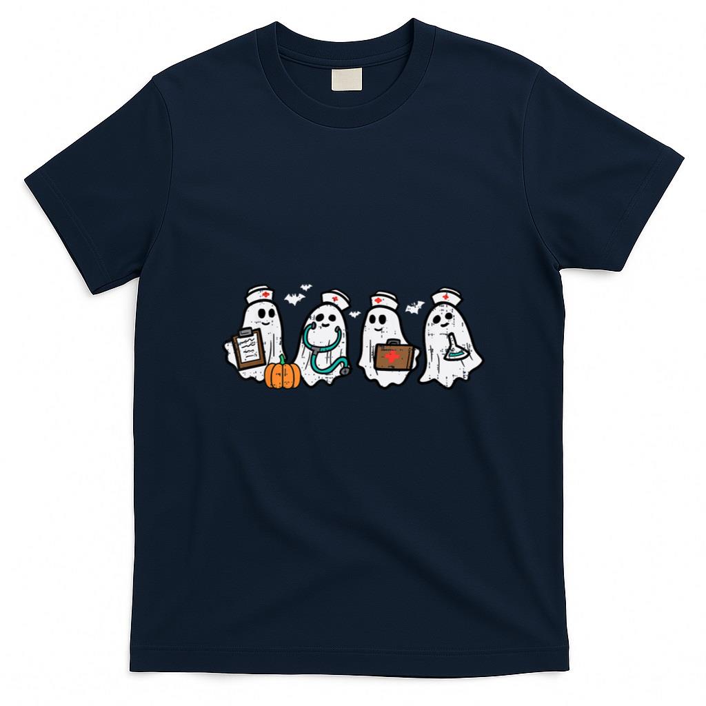 Halloween Shirt - Ghost Nurses Halloween Crew Funny Costume Scrub Top Women T-Shirt