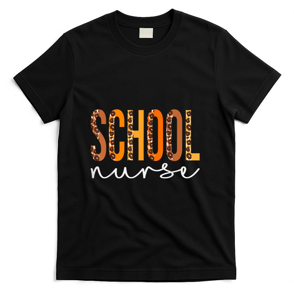 School Nurse leopard Squad Cute Fall Autumn Thanksgiving T-Shirt