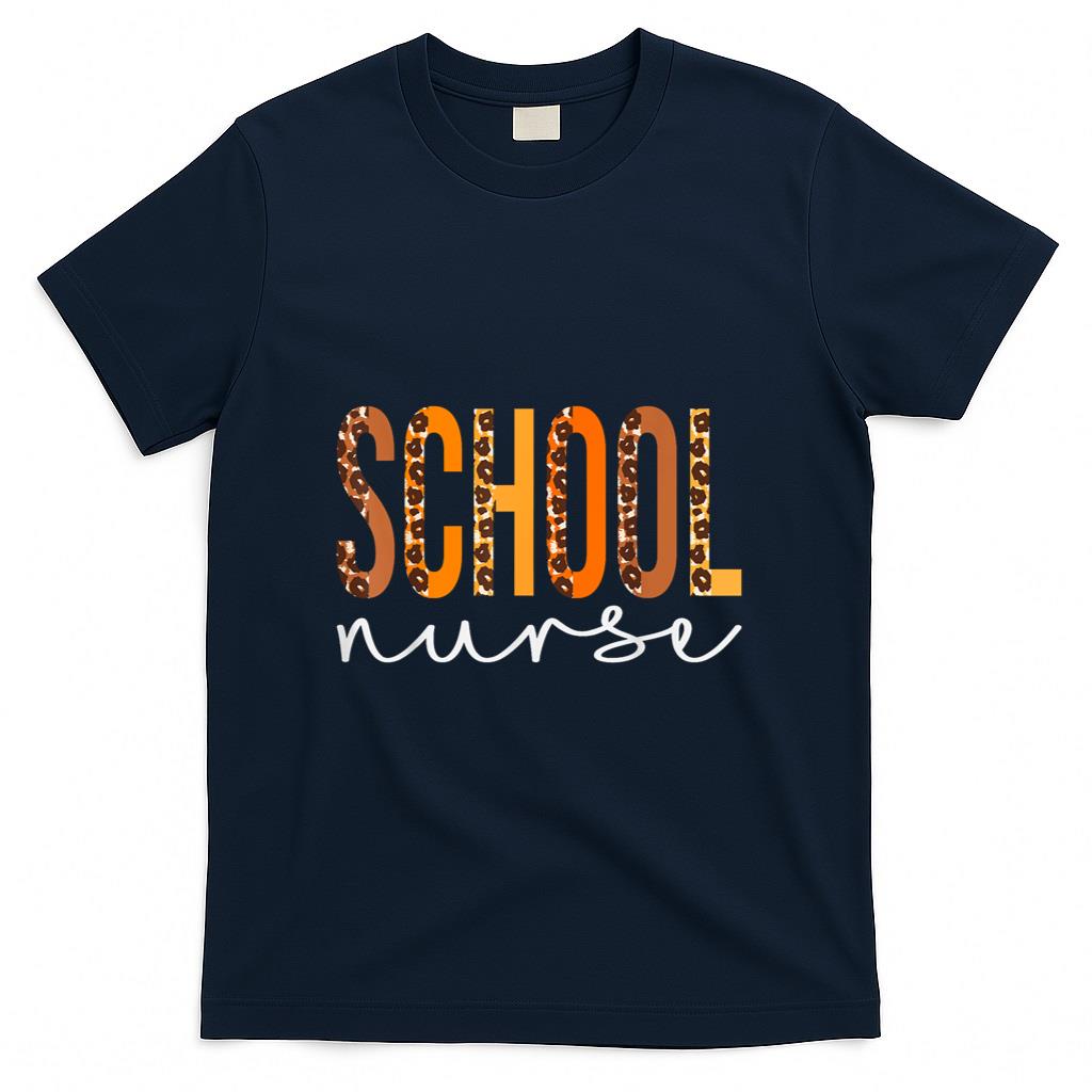 School Nurse leopard Squad Cute Fall Autumn Thanksgiving T-Shirt