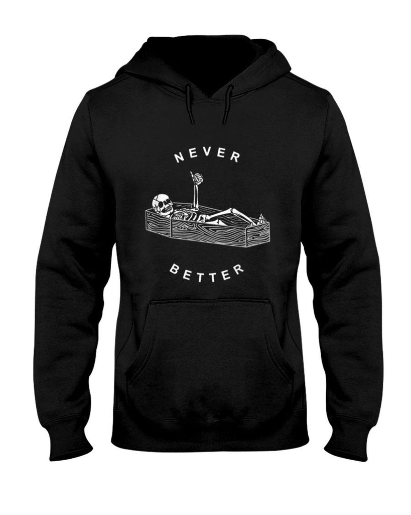 Halloween Shirt - Never Better Skull Skeleton In The Coffin Halloween T-Shirt