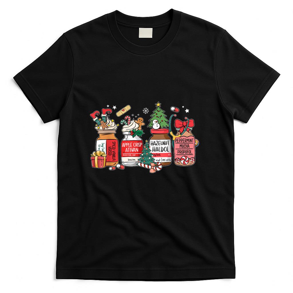 Christmas Nurse Funny Peppermint Mocha Propofol ER ED ICU RN T-Shirt