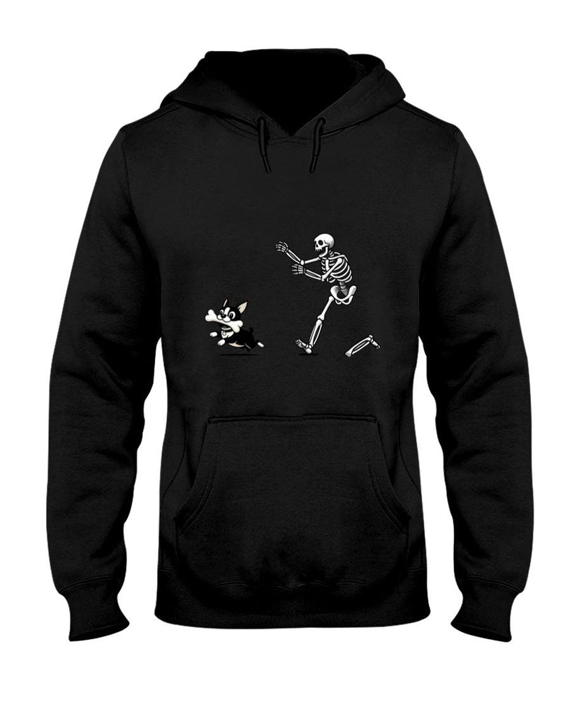 Pet Mom Halloween Shirt - Funny Skeleton Chasing Terrier Halloween Dog Mom Pet Lover Long Sleeve T-Shirt