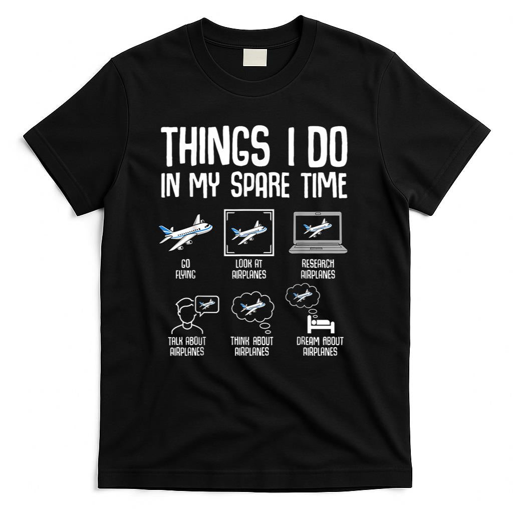 Airplane Things I Do In My Spare Time Plane Pilot Kids Men T-Shirt