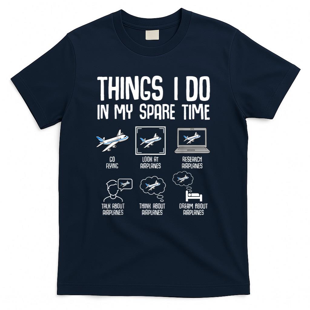 Airplane Things I Do In My Spare Time Plane Pilot Kids Men T-Shirt