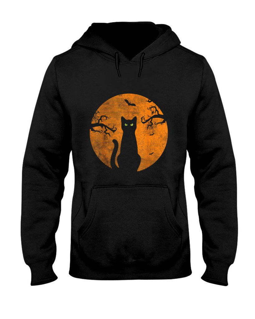 Halloween Shirt - Vintage Scary Christmas Cat Costume Retro Cat Moon Black Cat T-Shirt