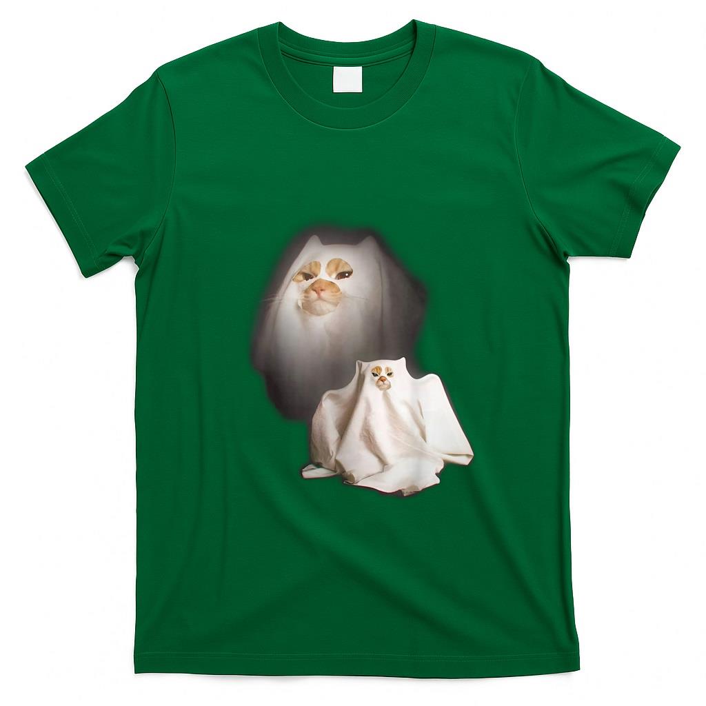 Funny Tees - Ghost Cat Meme Funny Halloween Men Women Kids T-Shirt