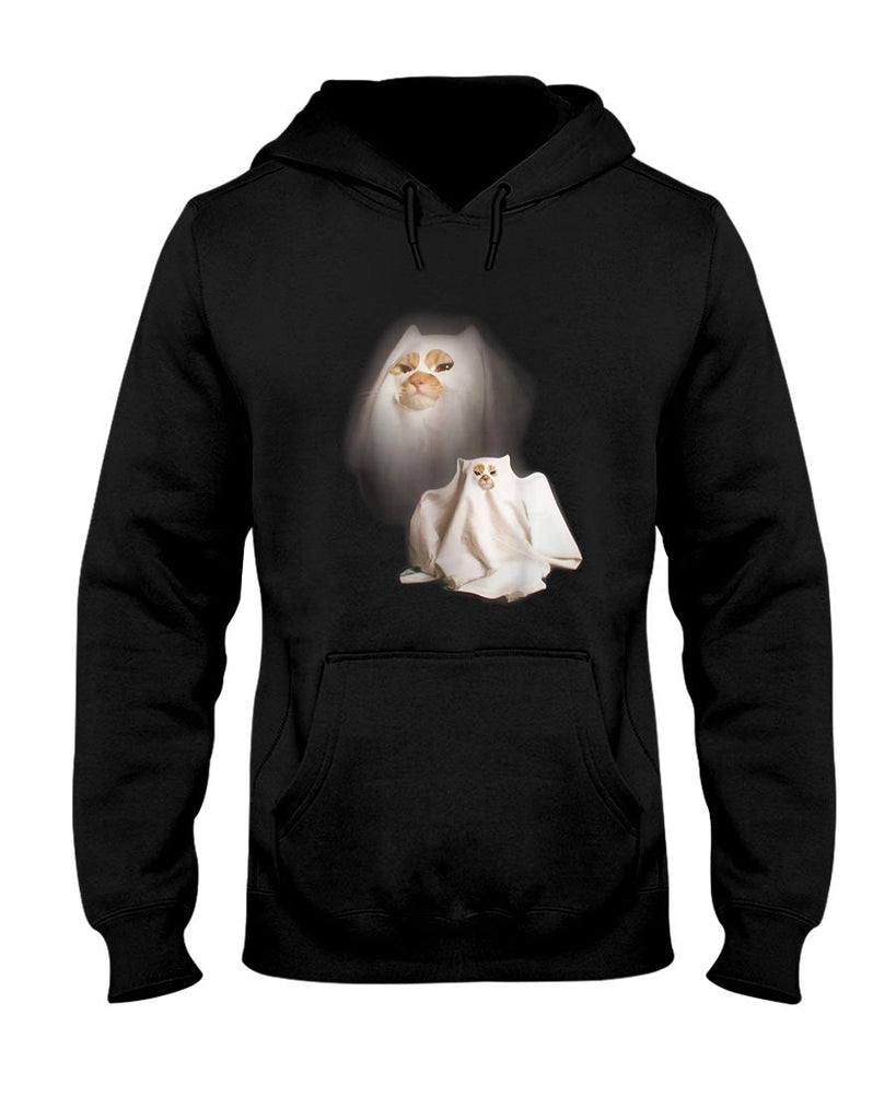 Funny Tees - Ghost Cat Meme Funny Halloween Men Women Kids T-Shirt