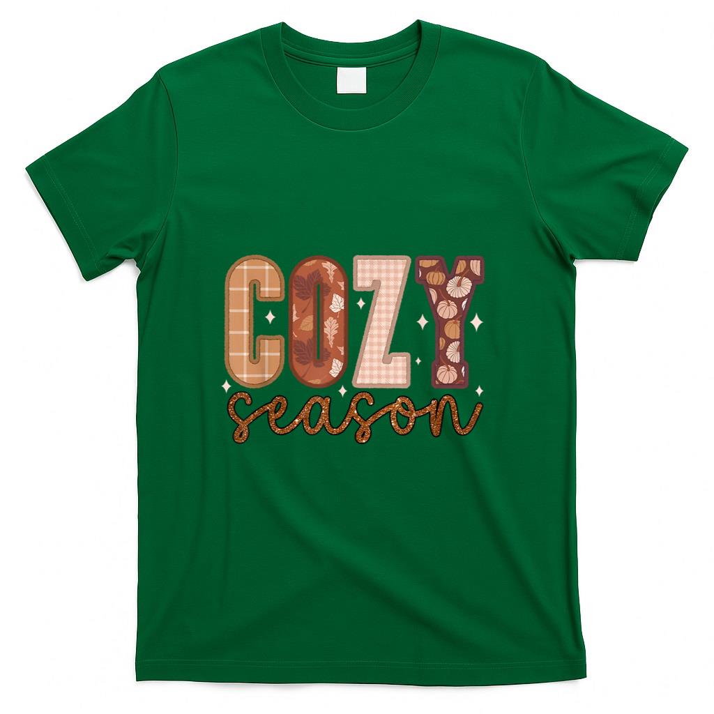 Cozy Season Pumpkin Autumn Fall Yall Leaves Thanksgiving T-Shirt