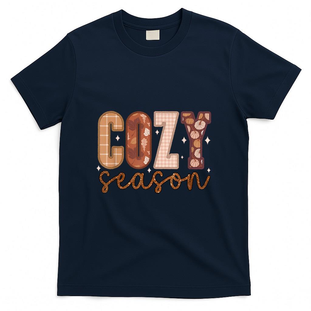 Cozy Season Pumpkin Autumn Fall Yall Leaves Thanksgiving T-Shirt