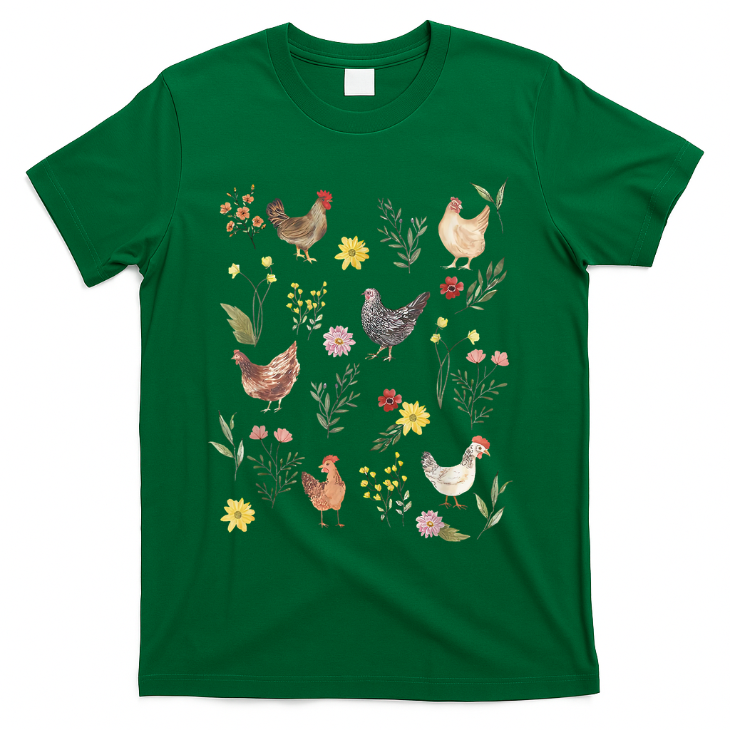 Wildflower Chicken Floral Chicken Lover Cute Farmer Flowers T-Shirt