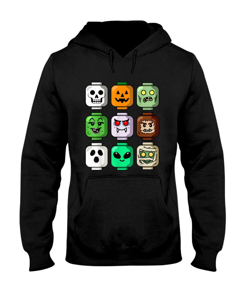 Halloween Shirt - Halloween Building Brick Head Pumpkin Ghost Zombie Boys T-Shirt