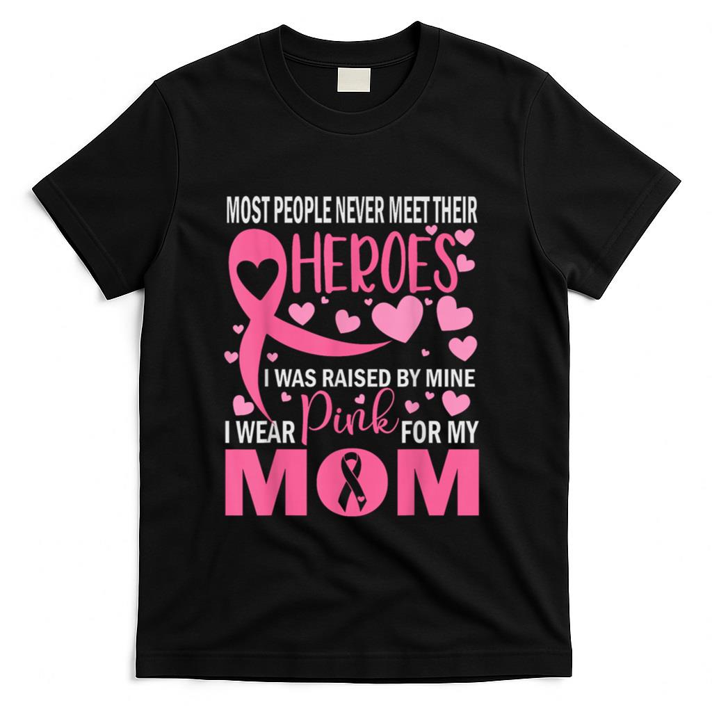 I Wear Pink For My Mom Breast Cancer Awareness Kids Support T-Shirt