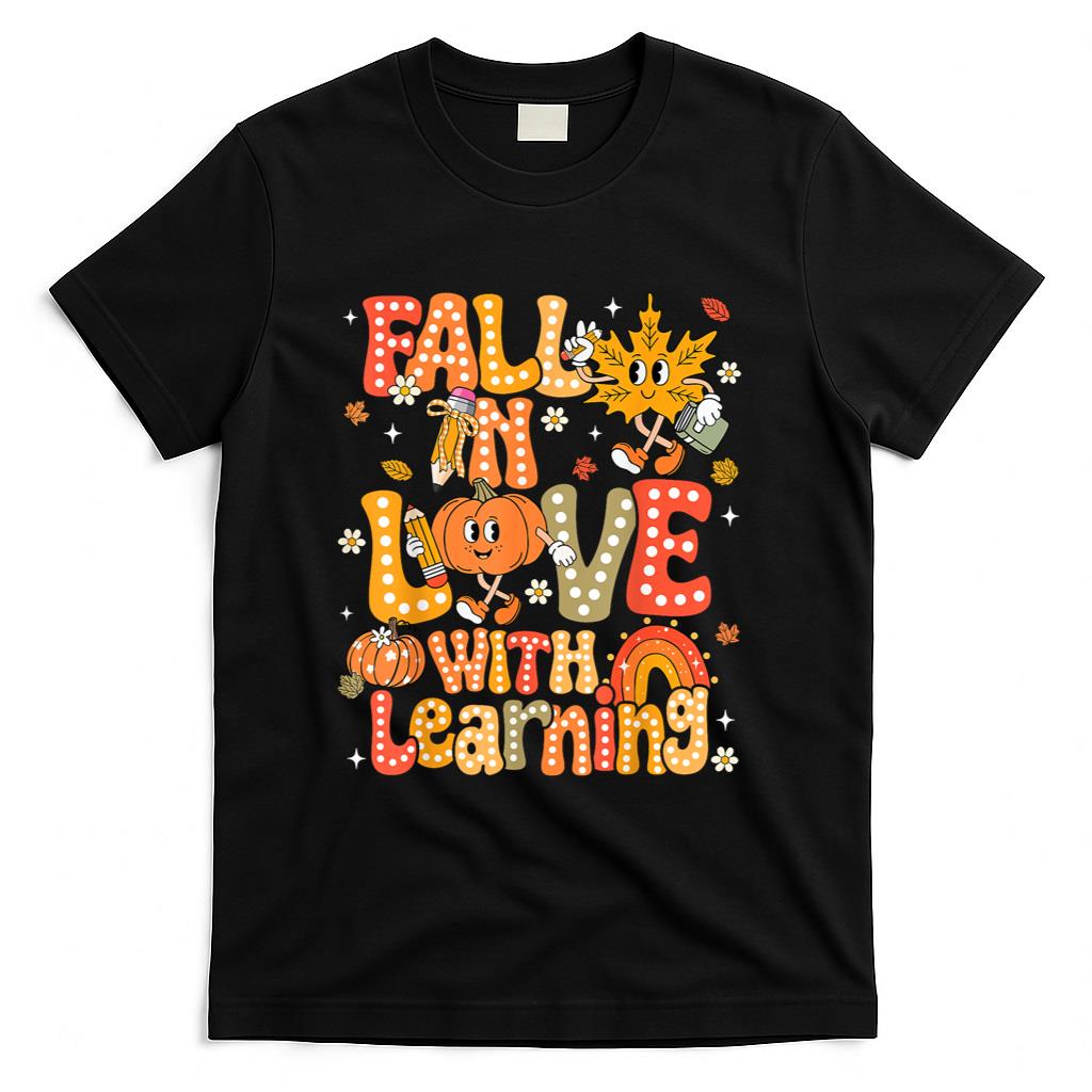 Fall In Love With Learning Autumn Thanksgiving Pumpkin Kids T-Shirt