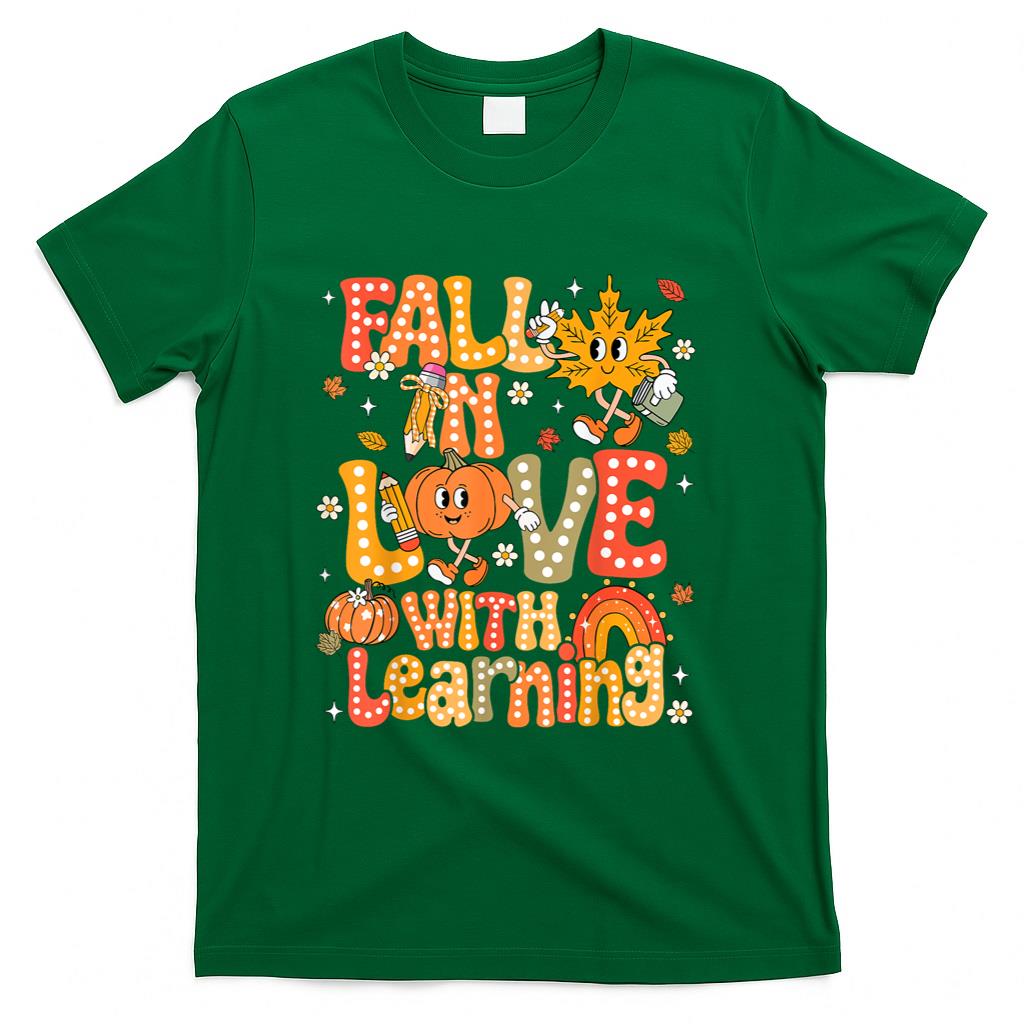 Fall In Love With Learning Autumn Thanksgiving Pumpkin Kids T-Shirt