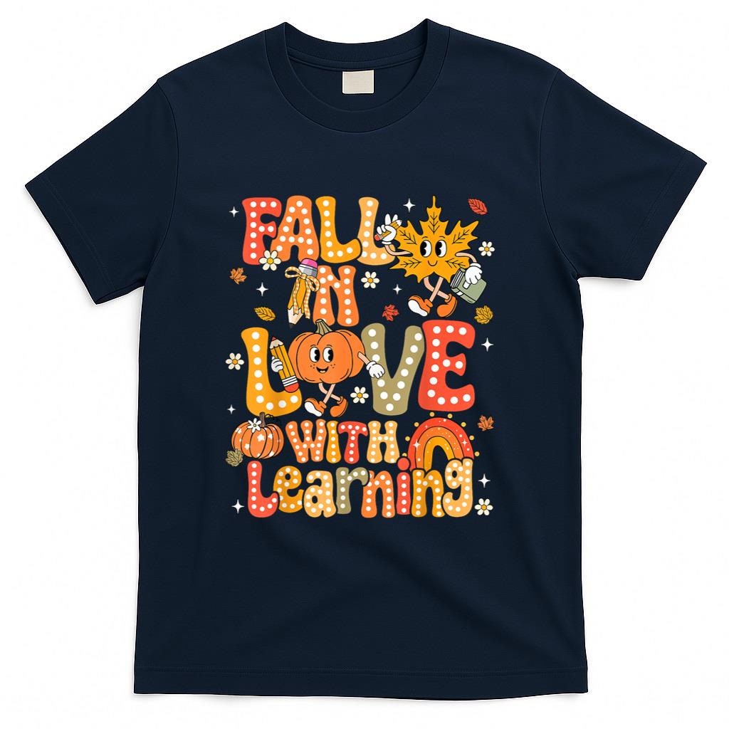 Fall In Love With Learning Autumn Thanksgiving Pumpkin Kids T-Shirt