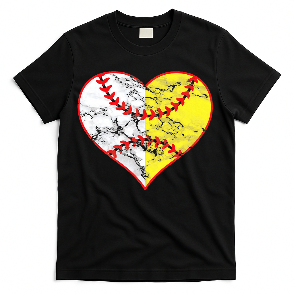 Womens Softball Heart Mom Women Baseball Ideas T-Shirt